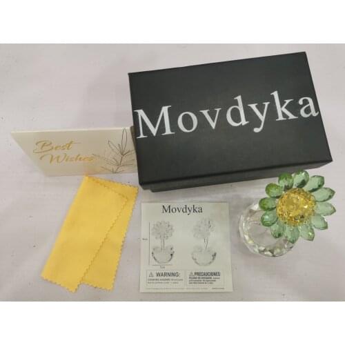 Movdyka Desktop statuary Crystal Sunflower Figurine Paperweight Table Decor