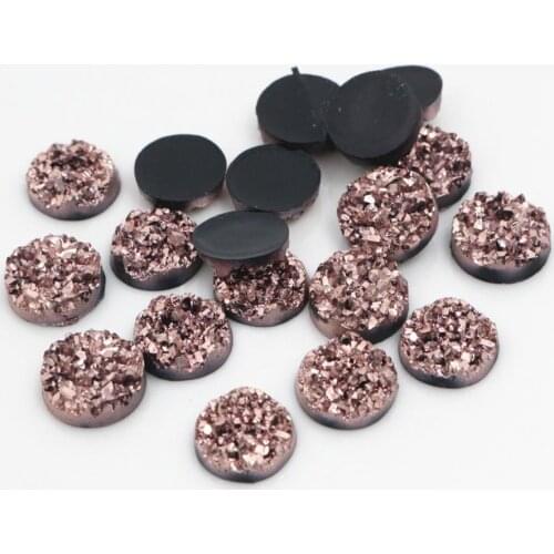 New Fashion 40pcs 8mm 10mm 12mm Rose Gold Color Natural ore Style Flat back Resin Cabochons For Bracelet Earrings accessories