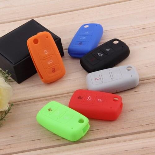 New Styling silicone Car key cover for Volkswagen Passat Polo Golf Touran Bora SEAT Ibiza Leon For SKODA Octavia Fabia 3 Buttons