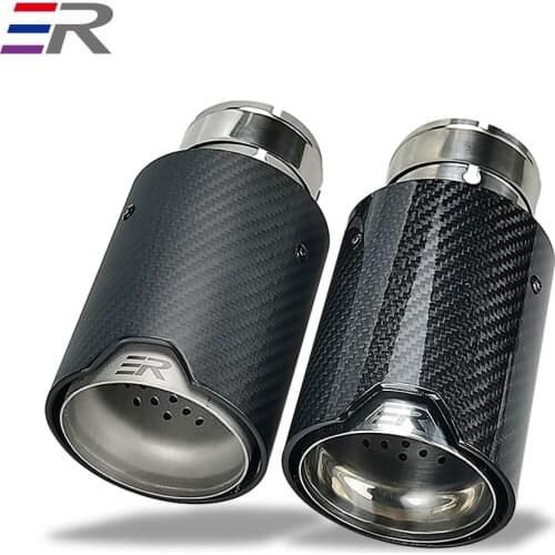 Suitable fit for bmw car muffler pipe with carbon fiber tail throat modification universal exhaust tips