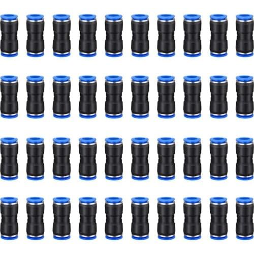 LBER 100Pcs PU Pneumatic Fittings 2-Way Straight Connector Quick Release Pneumatic Connectors Air Line Fittings for 6mm Tube