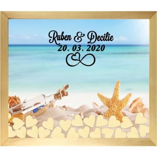 Custom infinity love beach wedding guest book drop top, Personalized ocean wedding Anniversary Gift guestbook