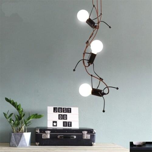 Simple Modern Iron Puppet Pendant Lights Living Room Bedroom Bedside Lamp Art Villain Aisle Corridor Lighting Girl Room Fixtures