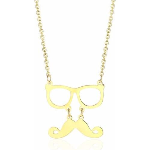 RIR Stainless Steel Horri Gold Glasses Beard Necklace Unique Design Simple Style Jewellery Necklace Petter Gift For Friends