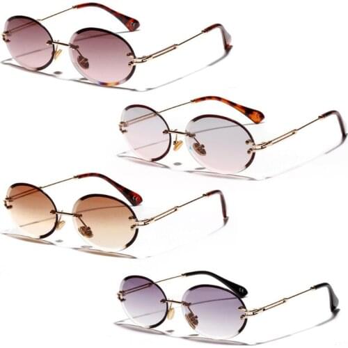 Rimless Sunglasses Fashion Trend Hot Pop Unisex Protection Eyewear Women Men Outdoor Driving No Frame Metal Leg Oval Shape UV400