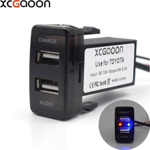 XCGaoon Special Dedicated 5V 2.1A Car USB Interface Socket Charger Adapter and USB Audio input Socket for TOYOTA