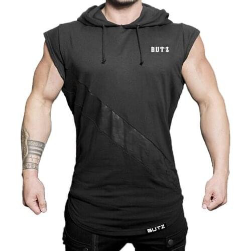 Sports running fitness training vest mens summer new basketball sleeveless hooded vest