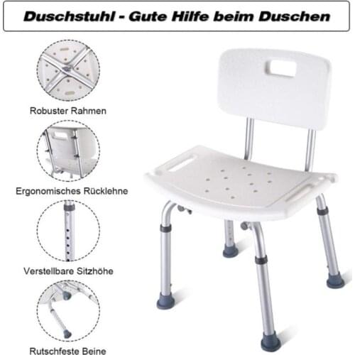 51×26×70-83.5cm Height Adjustable Shower Chair With Backrest Bathroom Chairs Bench Stool Seat Non Slip Home Furniture HWC