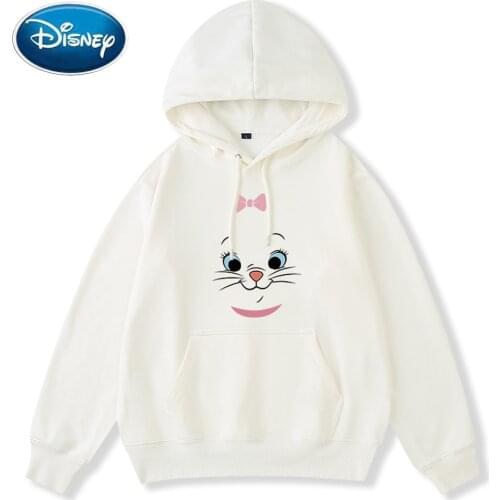 Disney Sweatshirt Fashion Marie Cat Cartoon Print Hooded Pullover Pocket Sweet Harajuku Unisex Women Long Sleeve Tops 8 Colors