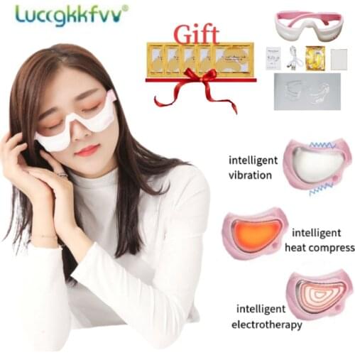 3D Smart Vibration EMS Micro Current Pulse Hot Compress Eye Massager Fatigue Relieve Wrinkle Reduction Remove Dark Circle
