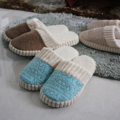 Women Indoor Slippers Warm Plush Anti Slip Lovers Home Slides 2020 Winter Shoes Woman Men House Floor Slippers