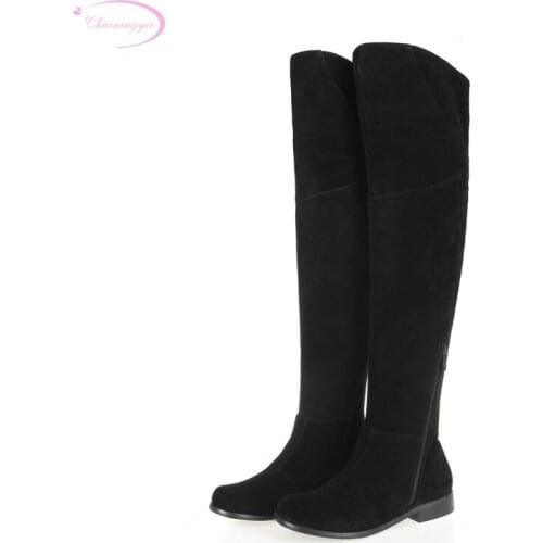 Chainingyee handmade quality custom sheepskin over-the-knee high boots comfortable noble knights zippers womens boots