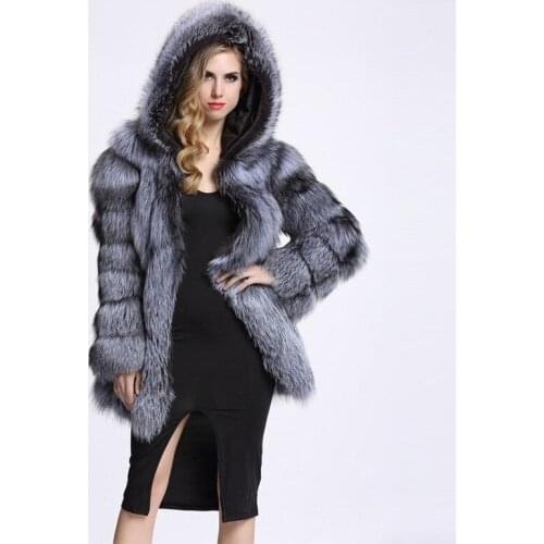 Streetwear Outwear 2020 New Winter Ladies Hoody Fur Jacket Faux Fox Fur Punk Long Coat Casual Loose Woman Furry Coat Plus Size