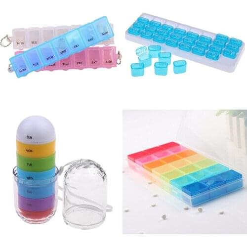 1PCS 7/21/31 Days Tablet Pill Box Holder 28 Squares Weekly Mouth Medicine Pill Storage Organizer Container Case