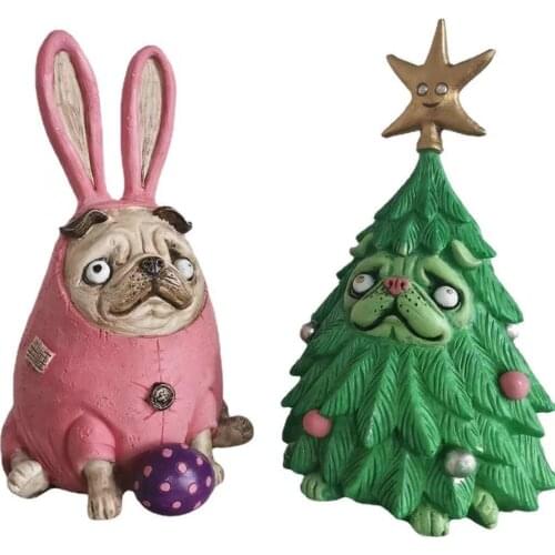 1Pcs Personalized Rabbit Pug Christmas Tree Doll Decorations Home Holiday Decorations 2021 New Winter Xmas Party Gift