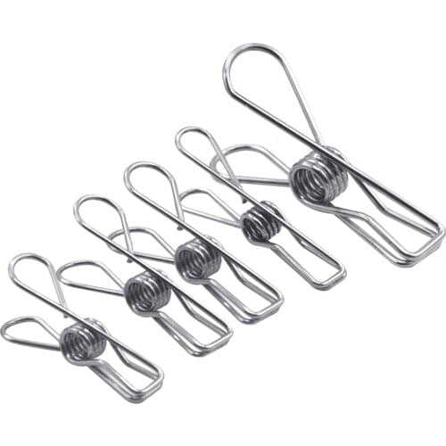 100pcs Stainless Steel Clips Clothes Pins Pegs wire forming spring Sealing Household Clothespin Clips For Hangers