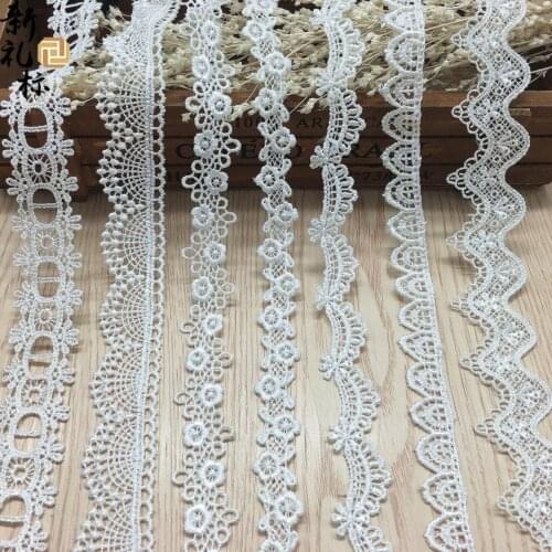 15 Yards 7 Styles Water Soluble Lace Ribbon Embroidery Flower Lace Fabric Trim Decoration DIY Sewing Crafts Clothing Accessories