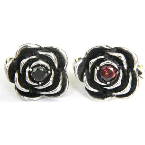 2017 Cool Style Biker Band Party Rose Black Stone Hot Stainless Steel Mens Ring New Red Fashion Punk Biker Lady Ring