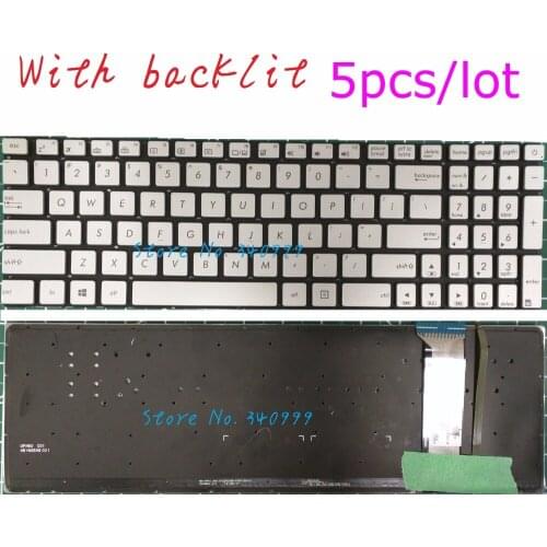 5pcs New keyboard for ASUS N551 N551J N551JQ N551JK N551JM N551JW US with backlit silver
