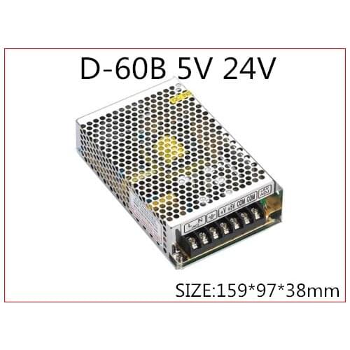 60W Dual Output Switching power supply Output Voltage 5V 24V AC-DC Free Shipping D-60B
