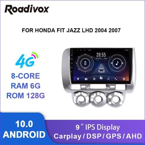 9" android 10.0 car radio video gps navigation player for honda Fit Jazz LHD 2004 2007 multimedia autoradio stereo head unit