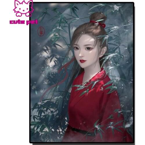 Bamboo forest, ancient beauty diamond painting full drill square round diamond embroidery diamond art cross stitch mosaic decor