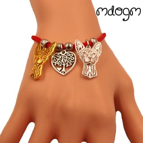 Sphynx Cat Animal Charm Bracelet For Women Men Couple Love Rope Male Female Pearl Red Heart Black Girls jewelry
