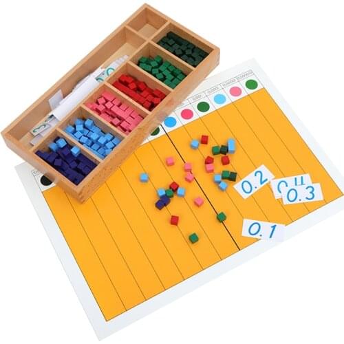 Decimal Fraction Exercise Cubes and Board Math Toys to Learn Fraction Montessori Elementary Materials Early Educational Toys