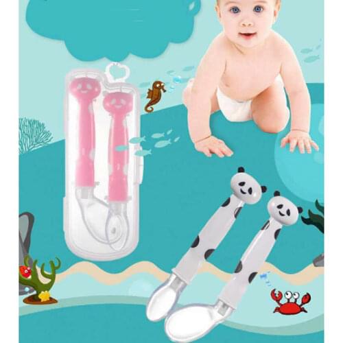 Baby Silicone Soft Spoon Baby Spoon Bowl Tableware Newborn Feed Water Eat Food Supplement Soft Bending Spoon 2pcs/set