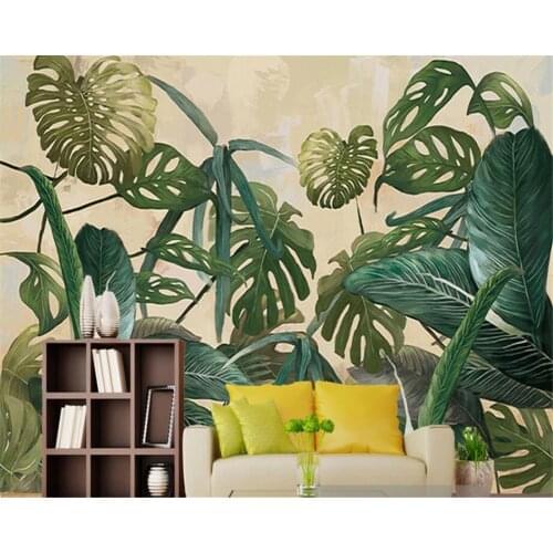 Beibehang Photo wall mural wallpaper retro tropical rain forest palm banana leaf living room TV wall wallpaper for walls 3 d