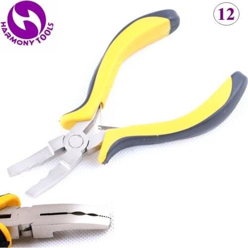 HARMONY 2 Pieces Yellow&Black Handle B Type Hair Extension Pliers with 2 Oval Holes for Micro Ring Beads Copper Tubes (Style 12)