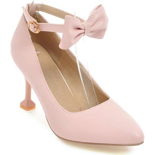 Vogue of new fund of 2018 age season pointed shallow mouth sweet bowknot 33 single shoes 18317-36 yards