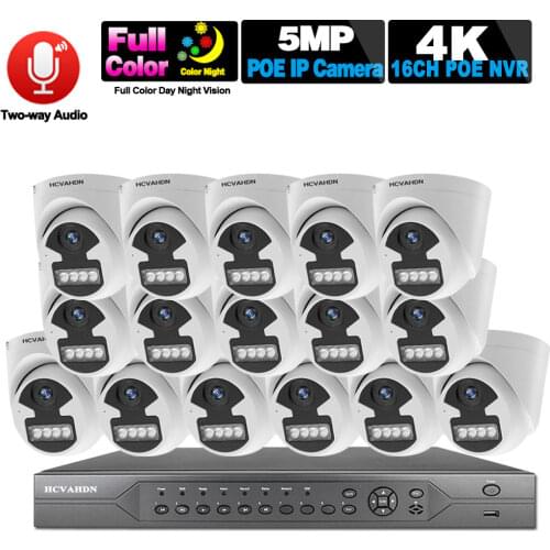 5MP NVR kit 16CH video surveillance IP camera set indoor Two-way audio home CCTV Security camera system kit 4K 8CH POE NVR XMEYE