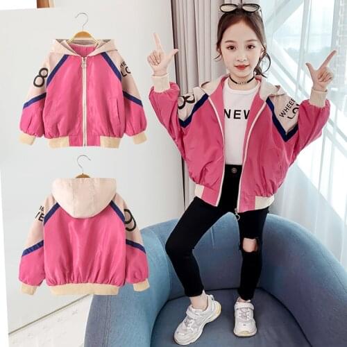Girls Jakcet Coat 2020 Patchwork For Girls Children Clothing Hooded Jackets Autumn Winter Kids Casual Outerwear 3 6 8 10 12 year