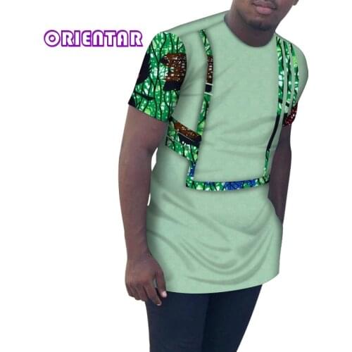 Summer African Shirts for Men African Clothes Short Sleeve Dashiki Shirt African Print Patchwork Tops African Clothing WYN1070
