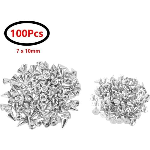 100 Punk Screwback Studs Cone Metal Spikes Leather Craft Fasteners Jacket Shirt Clothing Decorative Screw Studs Sewing Accessory