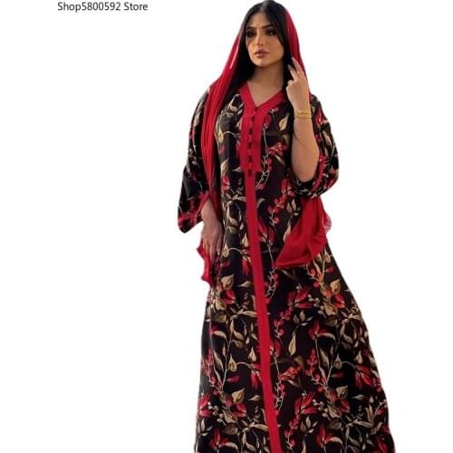 Fashion Muslim Jalabiya Middle East Turkey Dubai Hijab Dress Black Floral Eid 2021 Moroccan Kaftan Arabic Oman Clothing