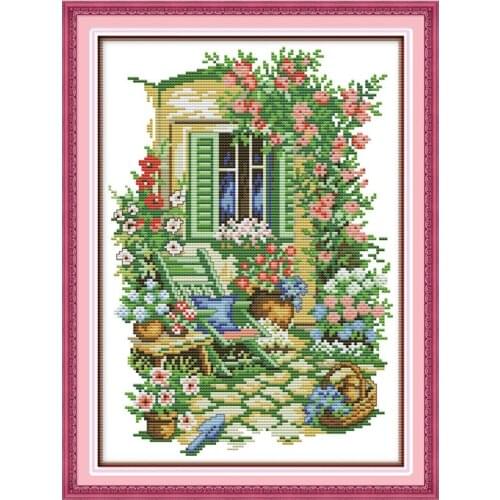 Garden corner painting counted 11CT 14CT DIY kit Chinese wholesale Cross Stitch embroidery needlework Sets home decor