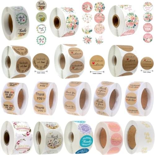 500pcs/roll Floral Thank You Sealing Label Adhesive Baking Seal Sticker Gift Stickers