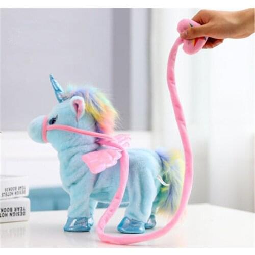 New Electronic Toys Walking Music Cartoon Unicorn Doll Plush Toy Children Christmas Gift