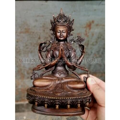 Excellent Vintage Buddhism Bronze God Buddha Bodhisattva Old Statue