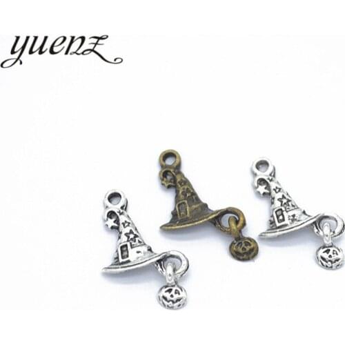 15pcs Tibetan Silver charms metal Witch Hat Pendants for Jewelry Making DIY Handmade Craft 27*15mm N116