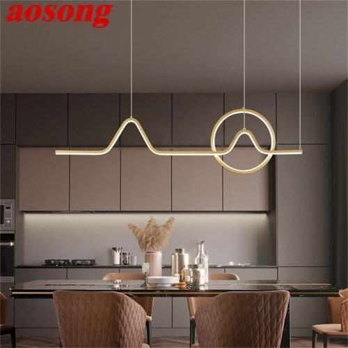 AOSONG Pendant Lights Gold Contemporary Nordic Creative Decoration LED Fixture For Home Living Room