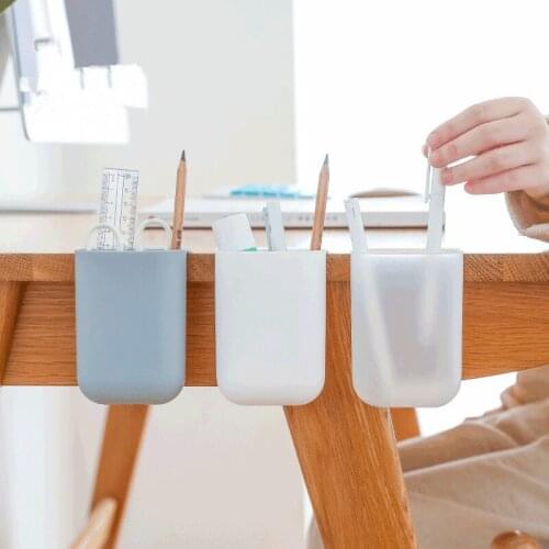 Simple Pen Holder Desk Organizer Paste Hangable Stationery Container Office Organizer Student Desk Storage Box Boite Rangement