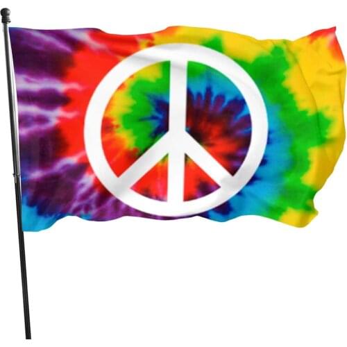 Salomao Peace Sign Tie-Dye Flag 3x5 Ft Outdoor Garden Decor Porch Lightweight Flag - Uv Fade Resistant
