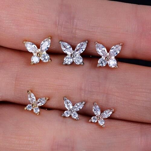 1Pcs New Design Hot Sale Fashion Party Jewelry Premium Luxury Crystal Zircon Smart Butterfly Studs Earrings For Women Girls Gift