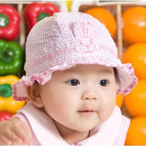 New baby hat 3-8 months spring sun hat summer boys and girls Korean cotton baby basin hat toddler hat baby accessories newborn