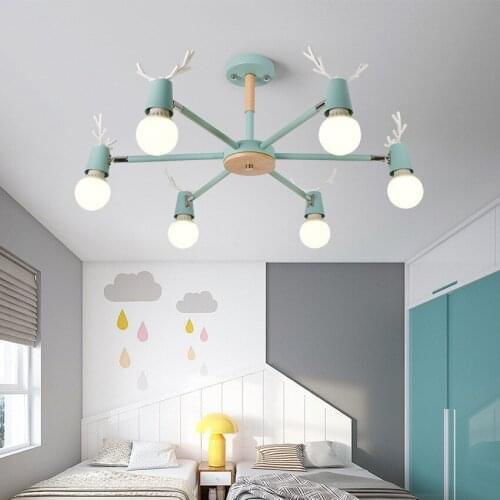 Modern Led E27 Chandeliers Decor Nordic Antlers Wood Solid for Restaurant Living Room Bedroom Lighting Fixtures