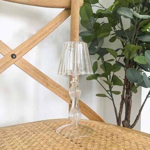 Glass Candle Holder for Home Decor Candle Holders Wedding Decorations Nordic Ornament Candlestick Holder