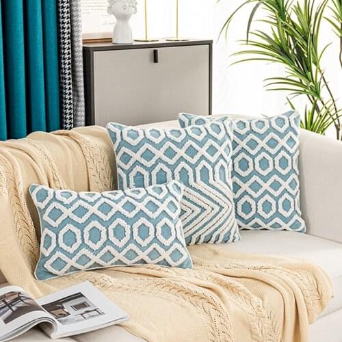 Home Decoration Cushion Cover 45x45cm/30x50cm Blue Pillow Cover Soft for living Room Bed Room Sofa Chair Bed Zip Open